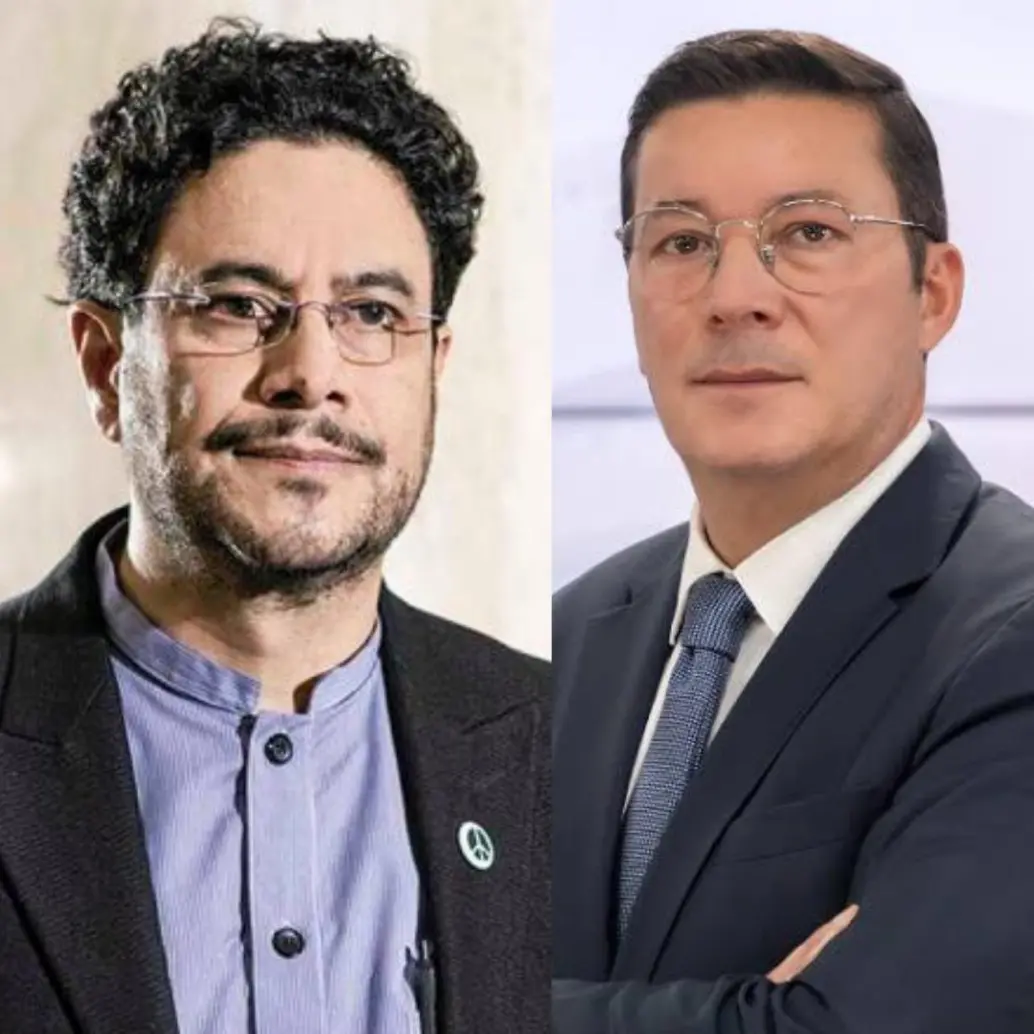De izquierda a derecha: Cristian Quiroz, presidente del CNE; Iván Cepeda, excandidato presidencial; Hernán Penagos, registrador nacional. FOTO <b>Colprensa</b>