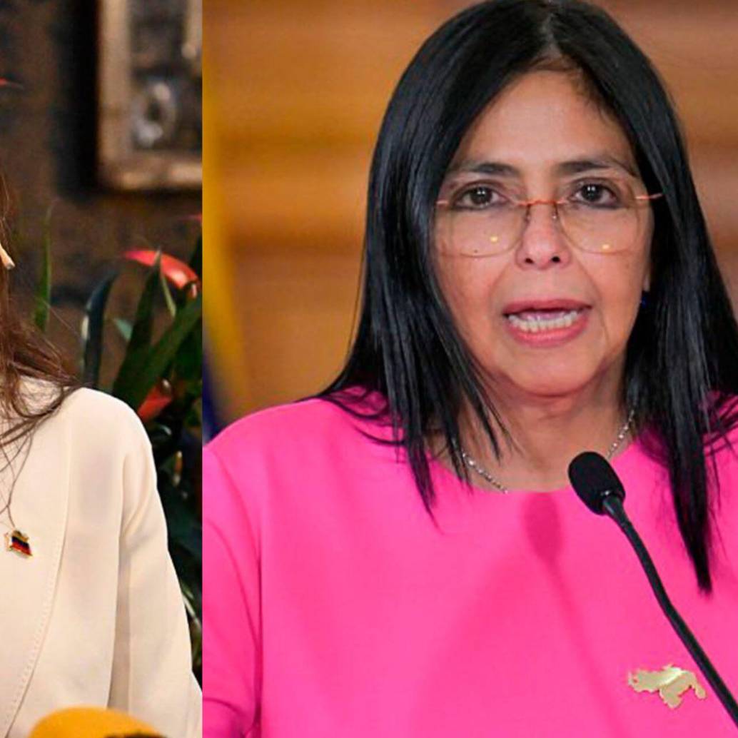 Maria Corina Machado, opositora del régimen de Maduro, ha quedado relegada, siendo Delcy Rodrpiguez, vicepresidente de la dictadura chavista, la designada por Estados Unidos. Fotos: AFP y Getty Images