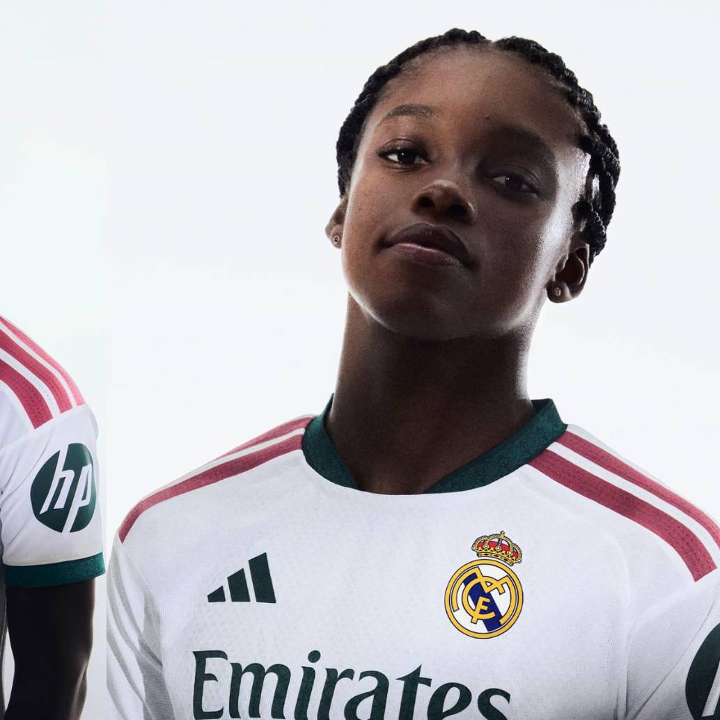 Linda Caicedo, delantera vallecaucana del Real Madrid, imagen en la presentación de la nueva camiseta del club para la temporada 2026/27. Foto: REAL MADRID.