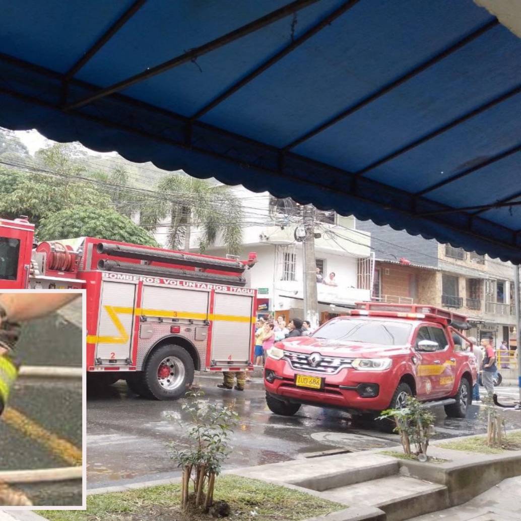 Al sitio llegaron las unidades de bomberos justo a tiempo para atender la emergencia. FOTO: Cortesía Denuncias Antioquia