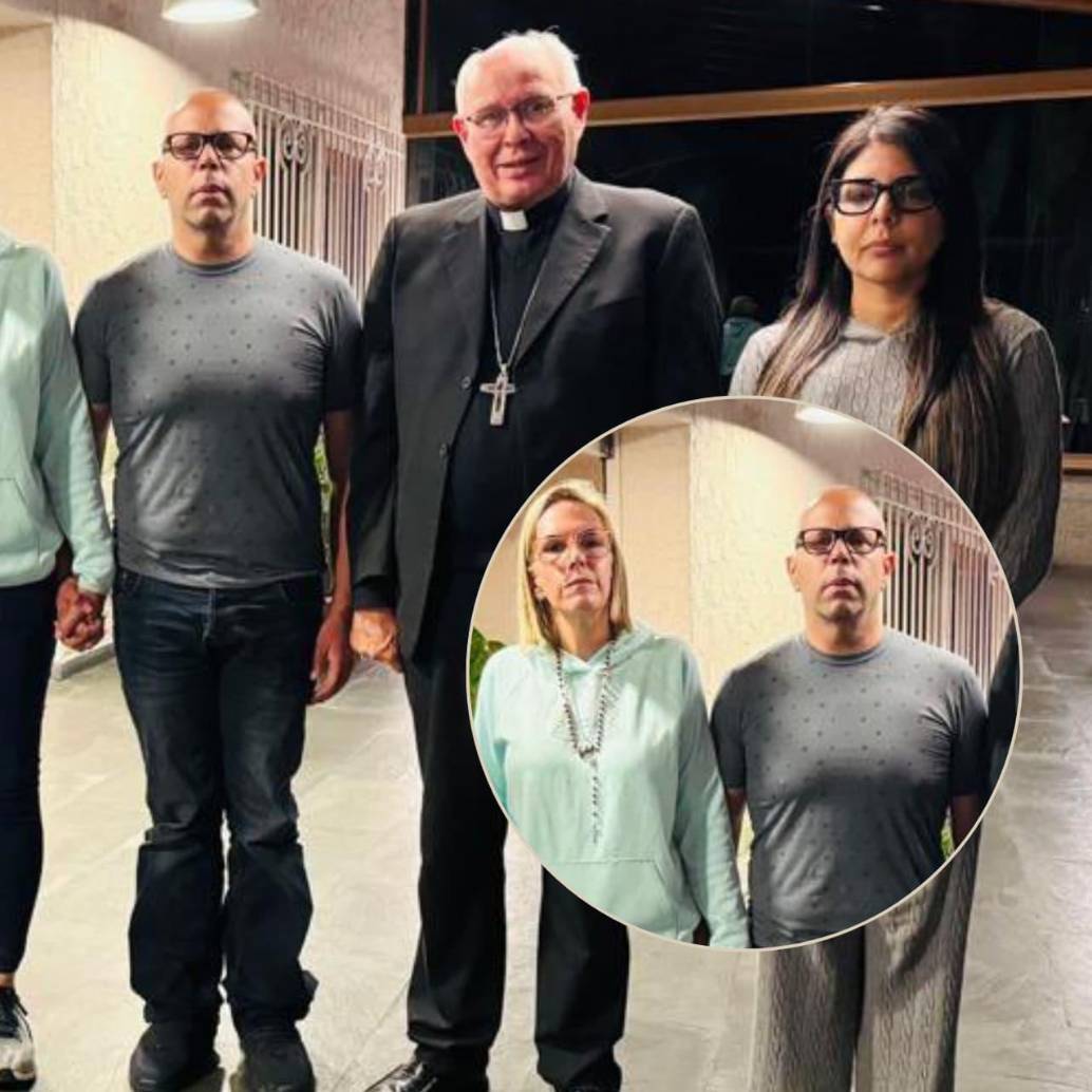 Rafael Tudares, junto a su esposa y la misión que intervino en su liberación. FOTO: Tomada de redes sociales