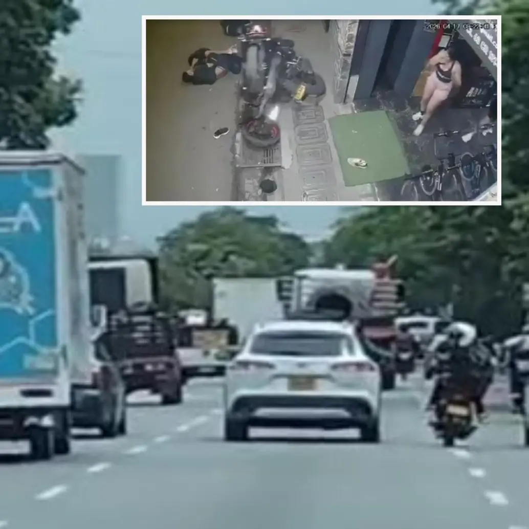 Arriba, caso de atropello en San Cristóbal. Abajo, “parrillero” de casco blanco le lanza objetos al camión. FOTO: Cortesía Denuncias Antioquia.