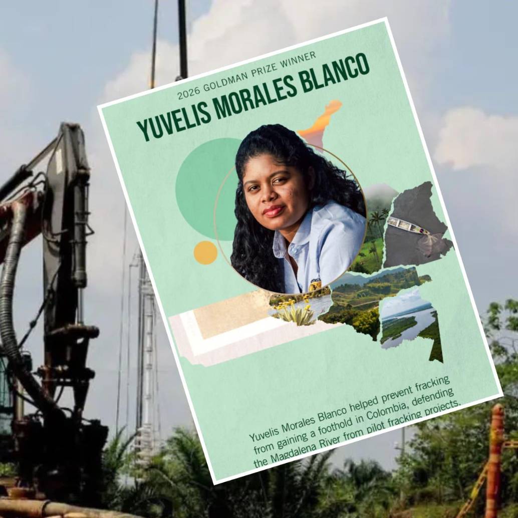 Yuvelis Morales, recibió el Premio Ambiental Goldman, considerado el “Nobel del medio ambiente”, en reconocimiento a su liderazgo contra el fracking y la defensa de los ecosistemas en Colombia. Foto: Colprensa / Goldman Prize