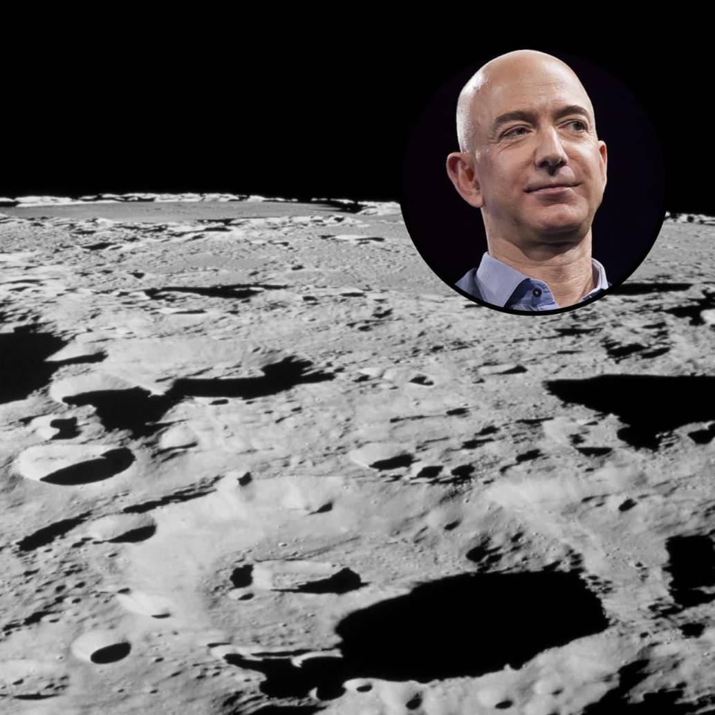 La primera parte de las misiones para construir la Base Lunar estará a cargo de Jeff Bezos y su compañía Blue Origin. FOTOS Cortesía Nasa y AFP