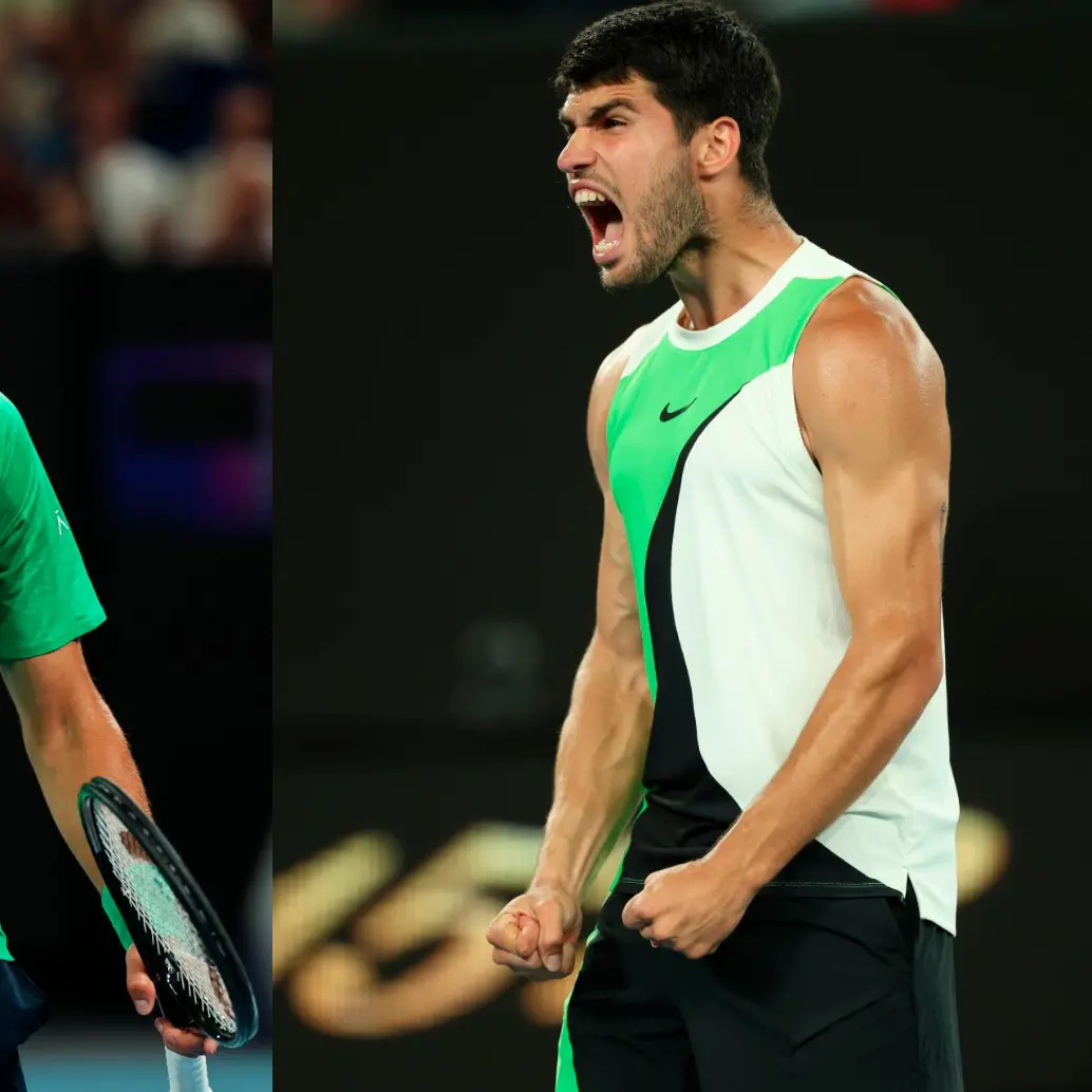 Ambos jugadores llegan tras maratones de cinco sets en semifinales: Djokovic superó a Jannik Sinner en 4 horas y 9 minutos, mientras que Alcaraz resistió calambres y fatiga para vencer a Alexander Zverev. <span class="mln_uppercase_mln">FOTO</span><b><span class="mln_uppercase_mln"> GETTY</span></b>