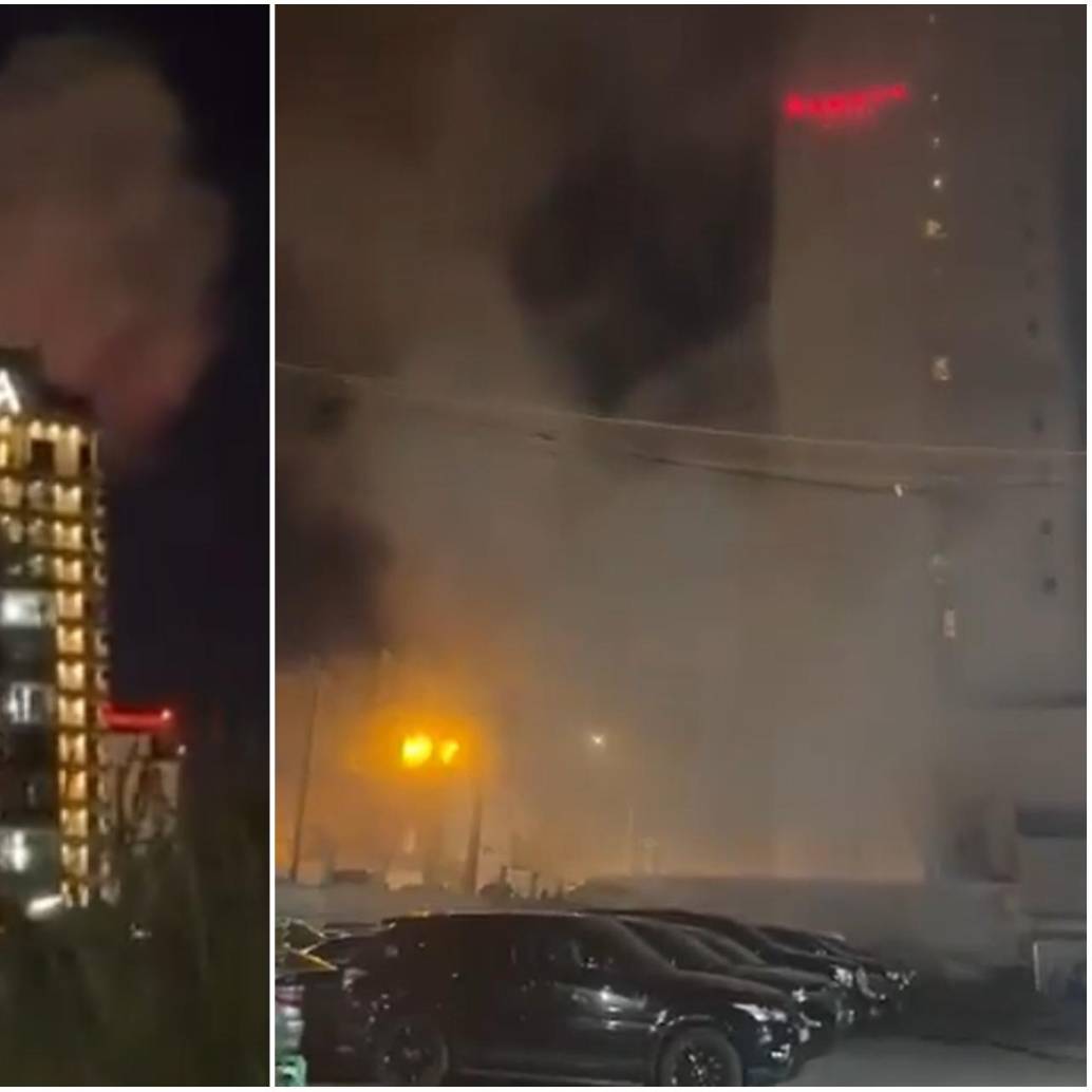 Al menos cuatro muertos y diez heridos es el saldo preliminar de un bombardeo contra un hotel en el casco central de la ciudad. FOTO: Captura de video de redes sociales @AlertaMundoNews
