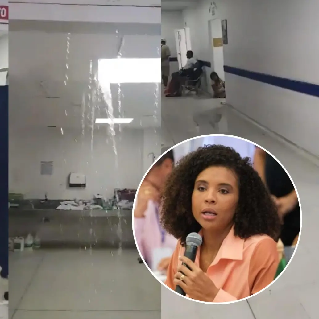 En el video se puede observar cómo entra el agua al centro de salud. También se advirtió sobre una sobreocupación del servicio de urgencias. Foto: Captura de video @NubiaCarolinaCC
