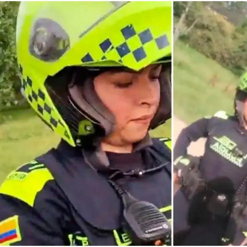 La patrullera Erika Judith Pérez Romero golpeó en la cara con su bolillo al joven Juan Sebastián Nova en inmediaciones a un humedal en la localidad de Suba, en Bogotá. FOTOS: Capturas de video