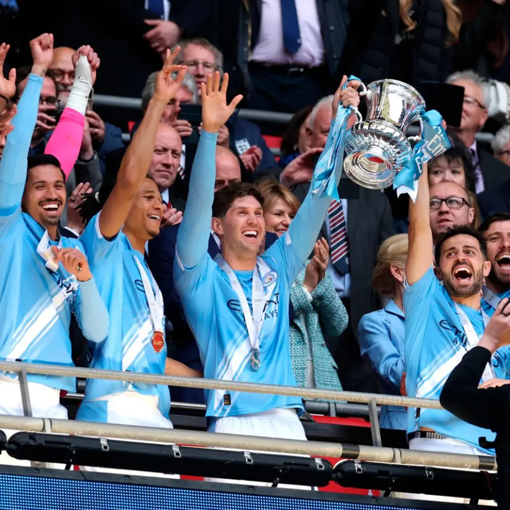 El festejo de los jugadores del Manchester City en Londres. FOTO GETTY