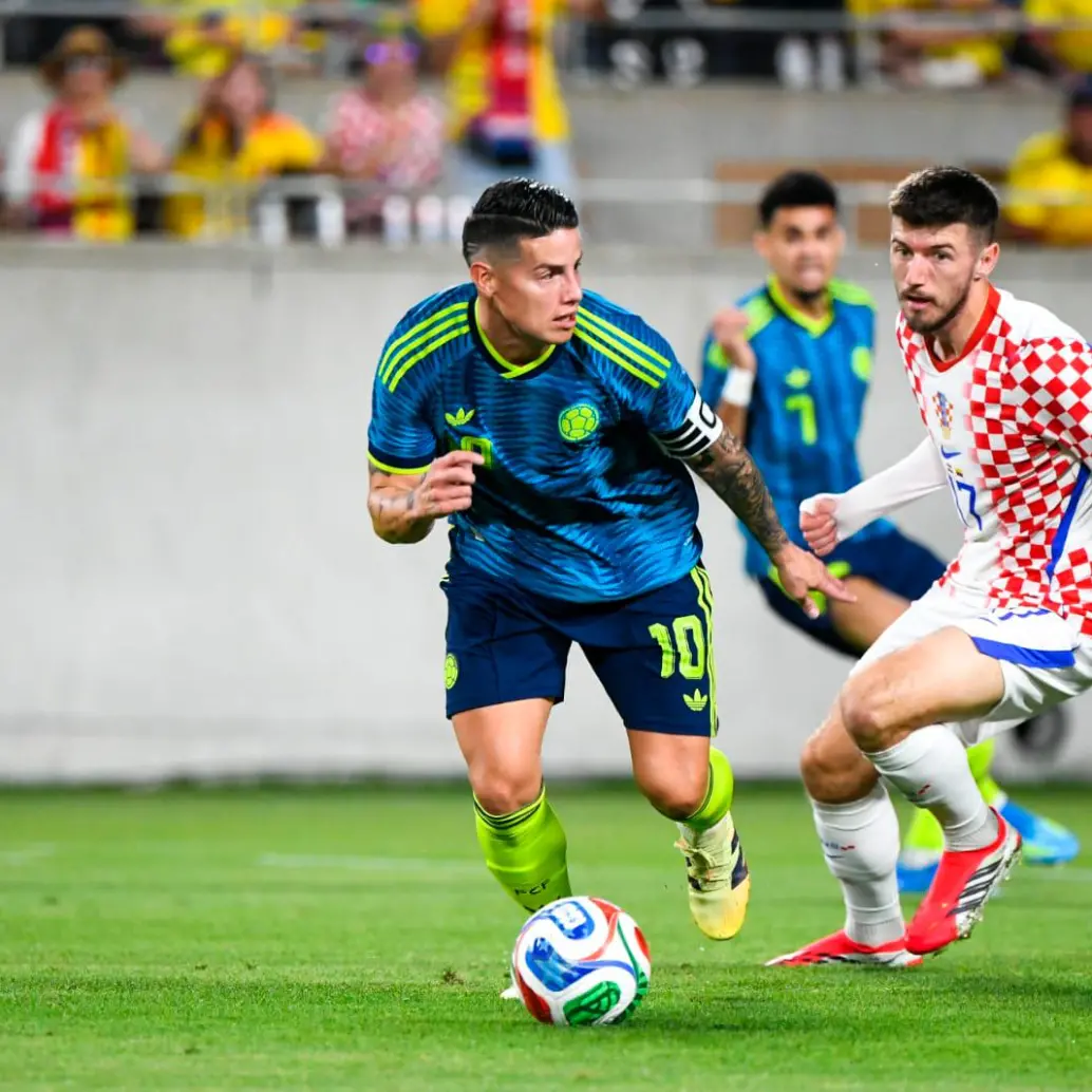 El volante colombiano James Rodríguez disputó 62 minutos en la derrota 1-2 de Colombia contra Croacia. Foto: Getty