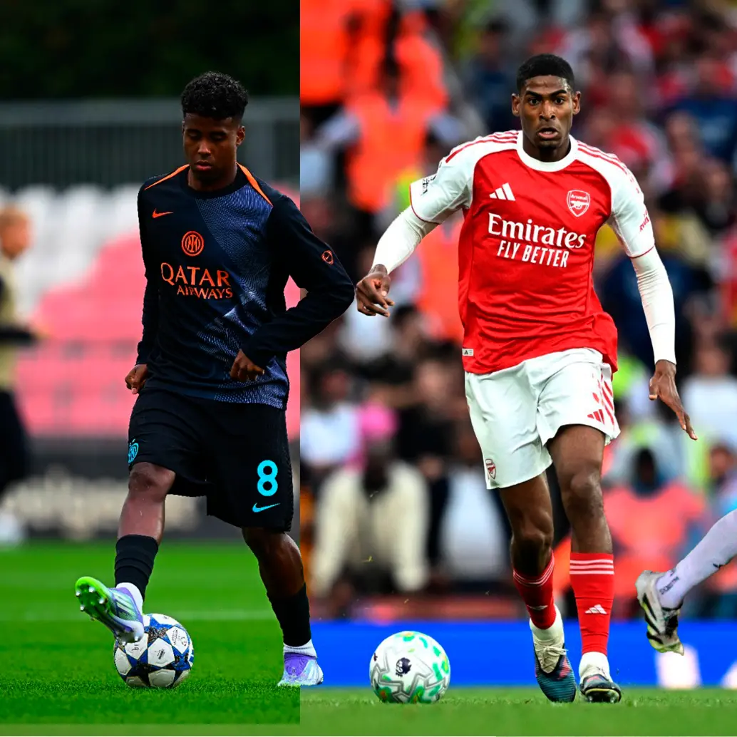 Dilan Zárate (izquierda), jugador cartagenero del Inter de Milán. Gorka Abascal (derecha) es una de las joyas del fútbol español, mientras que Cristhian Mosquera (centro) es una realidad en el Arsenal de Inglaterra. FOTO: <b>GETTY</b>
