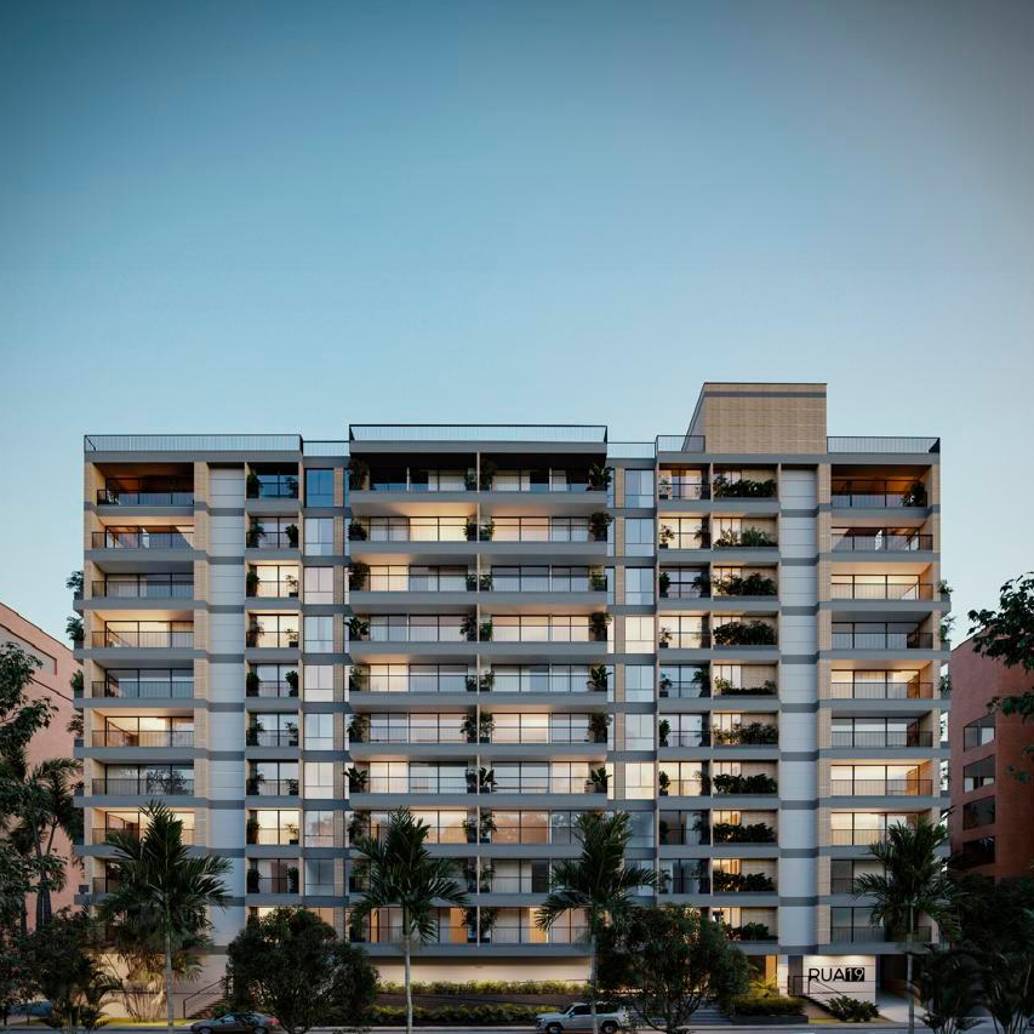 La fachada de RUA19 integra jardines y amplios ventanales que permiten una entrada generosa de luz natural y ventilación, creando un ambiente fresco y lleno de vida. Foto: Cortesía