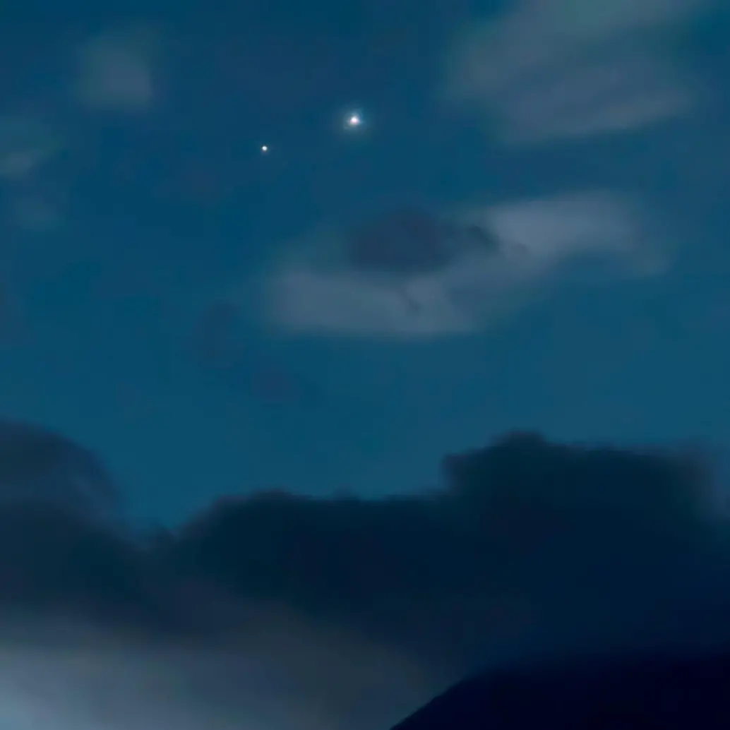 Así se verán Venus y Júpiter en el cielo si este está despejado. FOTO Getty