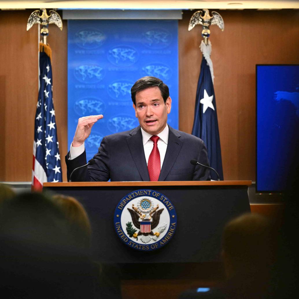 Marco Rubio, secretario de Estado de Estados Unidos, se pronunció en rueda de prensa sobre la relación con Colombia, la situación en Venezuela y la estrategia antidrogas en el Caribe. FOTO: AFP. 