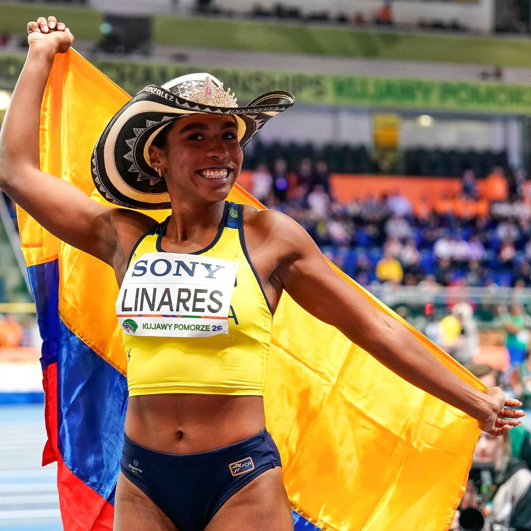 Natalia Linares y su alegría por lograr medalla en el Mundial de Polonia. FOTO: GETTY