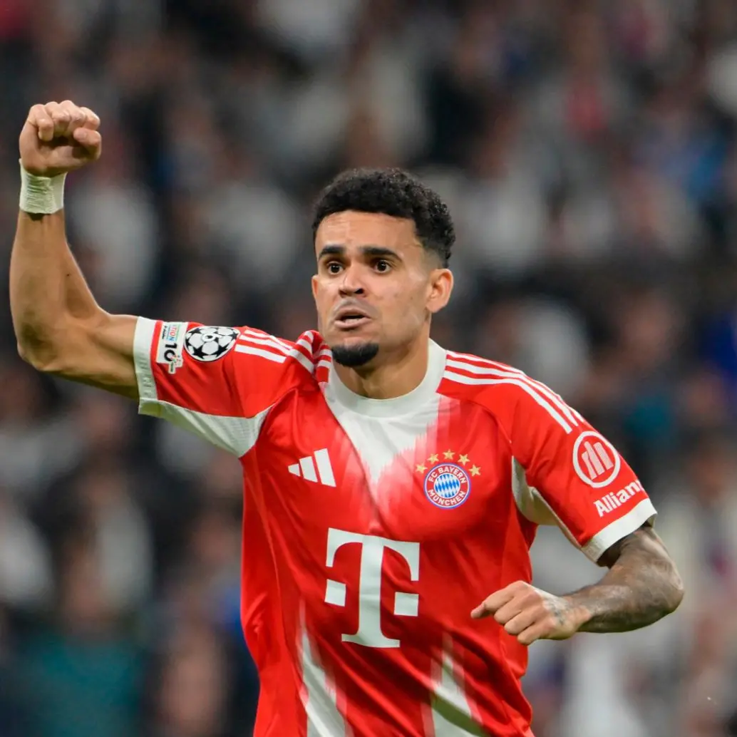 Luis Díaz se convierte en el tercer colombiano en marcarle al Real Madrid en la Champions League. Ya lo habían conseguido James Rodríguez en 2018 y Luis Muriel en 2021. FOTO: Getty