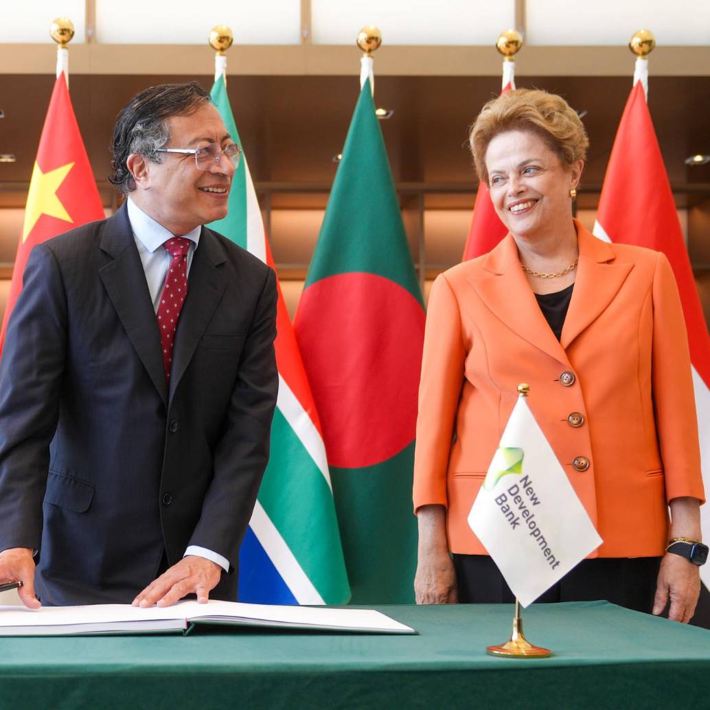 Presidente Gustavo Petro y Dilma Rousseff, presidenta del Banco de Desarrollo (NDB) del grupo BRICS. Foto: Presidencia