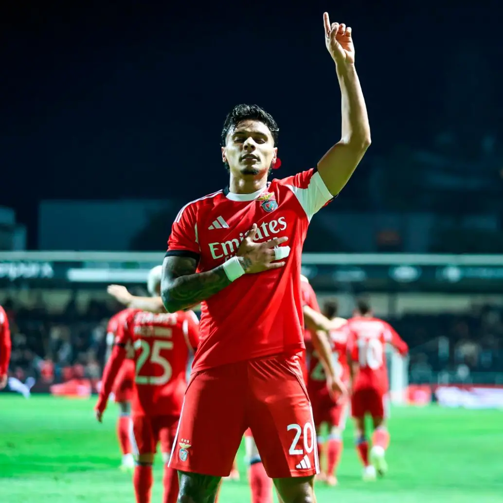Richard Ríos acumula 4 goles y 5 asistencias con Benfica en la temporada 2025/26. FOTO: <b>GETTY</b>