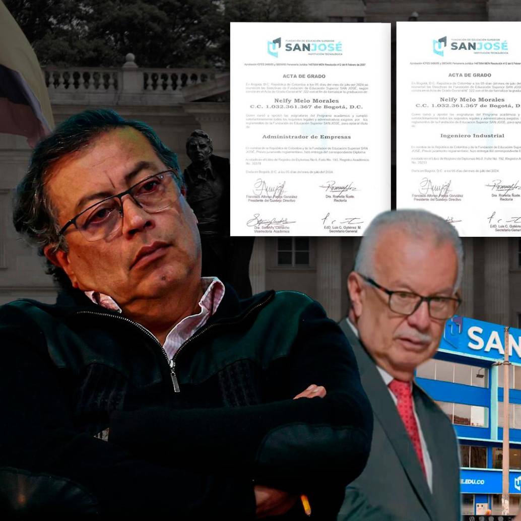 A los cuestionamientos contra la Fundación Universitaria San José se suma la expedición exprés de tres títulos a la secretaria del presidente. En la imagen, Francisco Pareja y Nelfy Melo Morales. FOTO<b><span class="mln_uppercase_mln"> Cortesía</span></b>