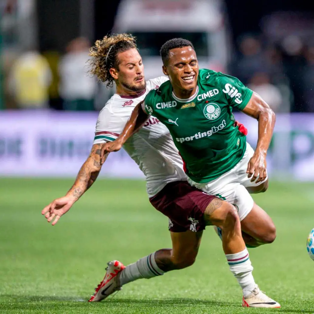 Jhon Arias jugó ante Fluminense, en la victoria de Palmeiras 2-1 ante su anterior equipo en el fútbol brasileño. FOTO GETTY 