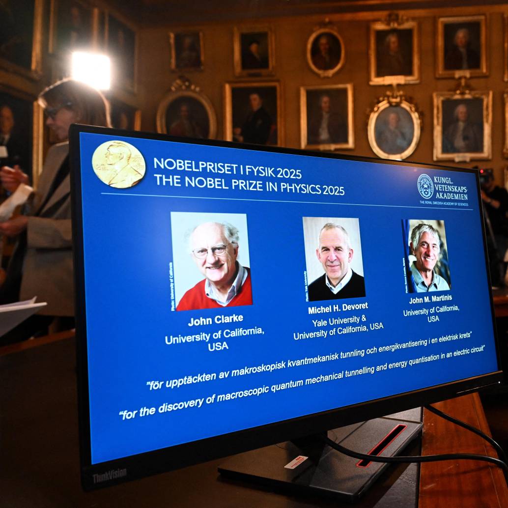 Los ganadores de este año fueron John Clarke, Michel H. Devoret y John M. Martinis FOTO: AFP