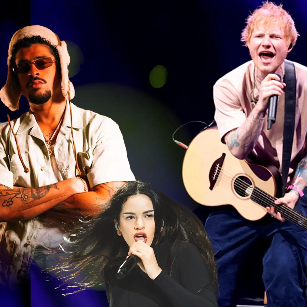 Bad Bunny, Ed Sheera y Rosalía, grandes nombres que se presentarán en el país este 2026. FOTOS Cortesía y Getty