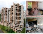 En medio del saqueo, la fachada de Continental Towers quedó sin balcones, barandas, ni ventanas. Solo se puede ver un tapete de escombros. FOTOS Esneyder Gutiérrez Y CARLOS VELÁSQUEZ
