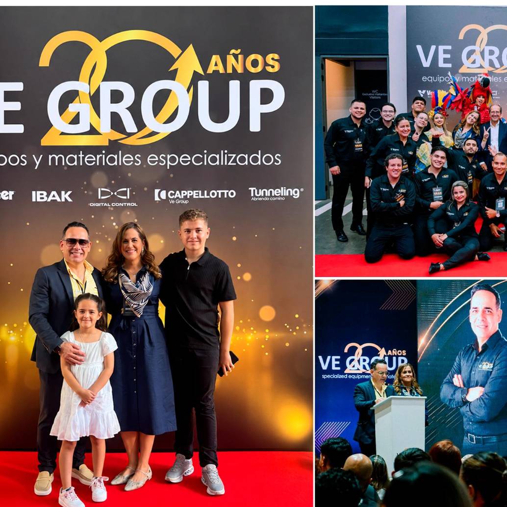 Santiago Durango y Catalina Saldarriaga, fundador y gerente de asuntos corporativos de VE GROUP con su familia y equipo de trabajo durante la celebración de los 20 años de la compañía. Fotos: Cortesía