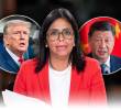 Delcy Rodríguez, presidenta encargada de Venezuela; Donald Trump, presidente de Estados Unidos; y Xi Jinping, presidente de China, en medio de las tensiones geopolíticas por el futuro del petróleo venezolano. FOTO: Getty.