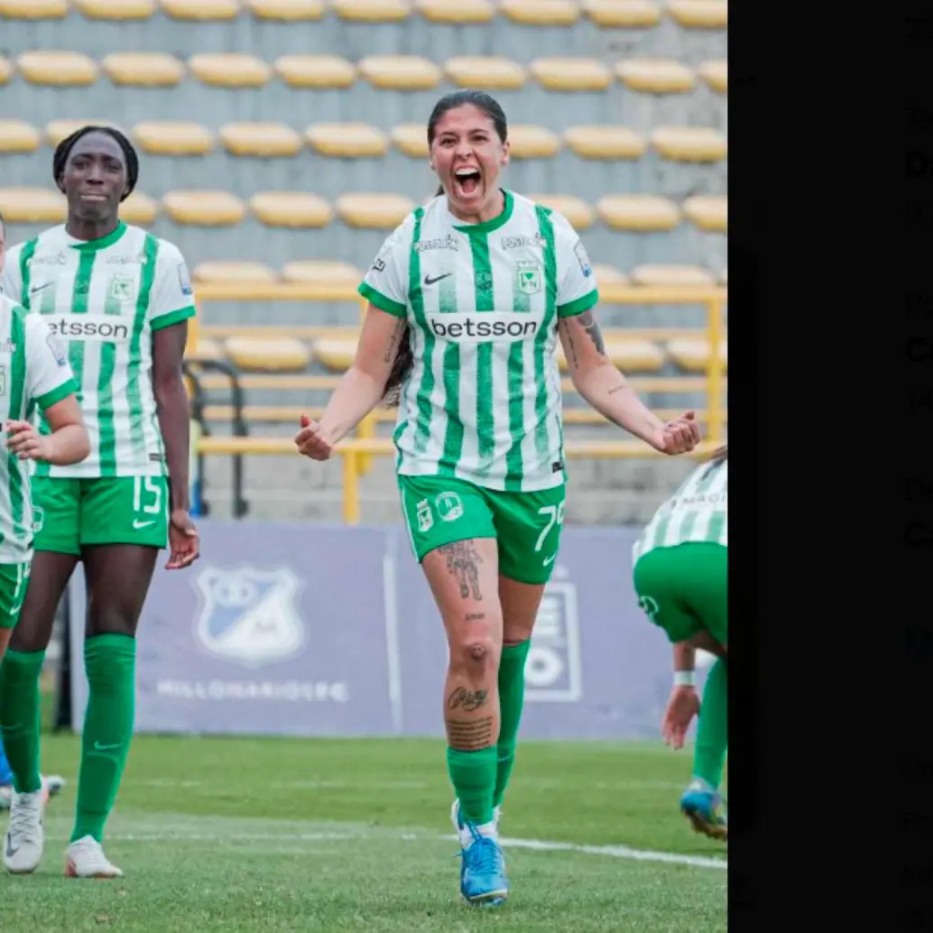 Kelly Restrepo celebra el tanto con el que Atlético Nacional ganó, como visitante, 1-2 ante Millonarios. FOTO: Cortesía Atlético Nacional Femenino