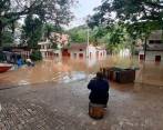 Las inundaciones más fuertes se presentaron en el corregimiento Bolombolo, de Venecia, en el Suroeste de Antioquia, informó el Dagran. FOTO CORTESÍA