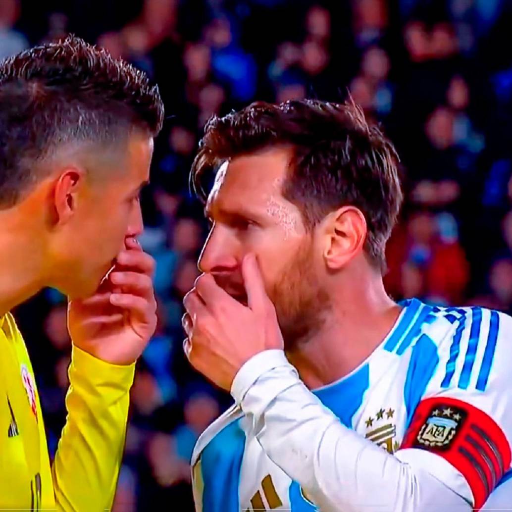 Momento del intercambio de palabras entre Messi y James Rodríguez. FOTO: Captura de video