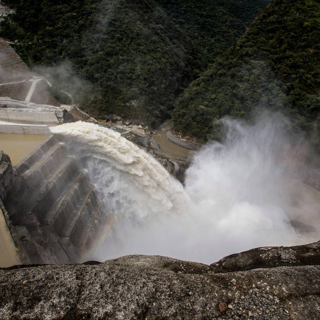Aspecto del vertedero de la central de Hidroituango. FOTO: Jaime Pérez. Archivo El Colombiano
