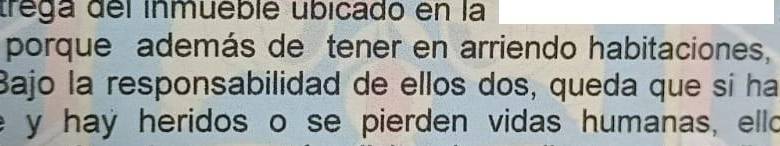Extracto del acta de conciliación donde los arrendatarios dicen asumir toda la responsabilidad que derive de daños en el inquilinato. FOTO: Cortesía