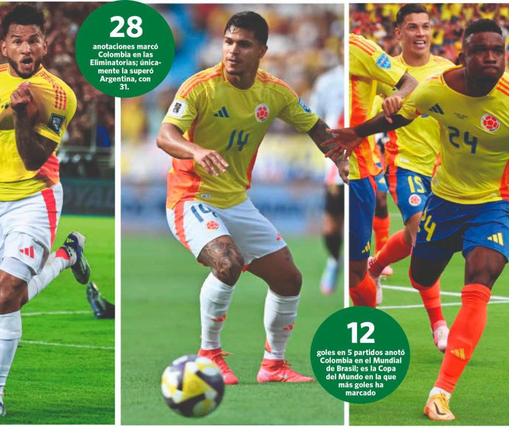 Luis Suárez, Juan Camilo Hernández y Jhon Córdoba son los hombres que Lorenzo eligió para esa posición en el Mundial, y se espera que, si tienen la oportunidad, respondan con goles. FOTOS GETTY