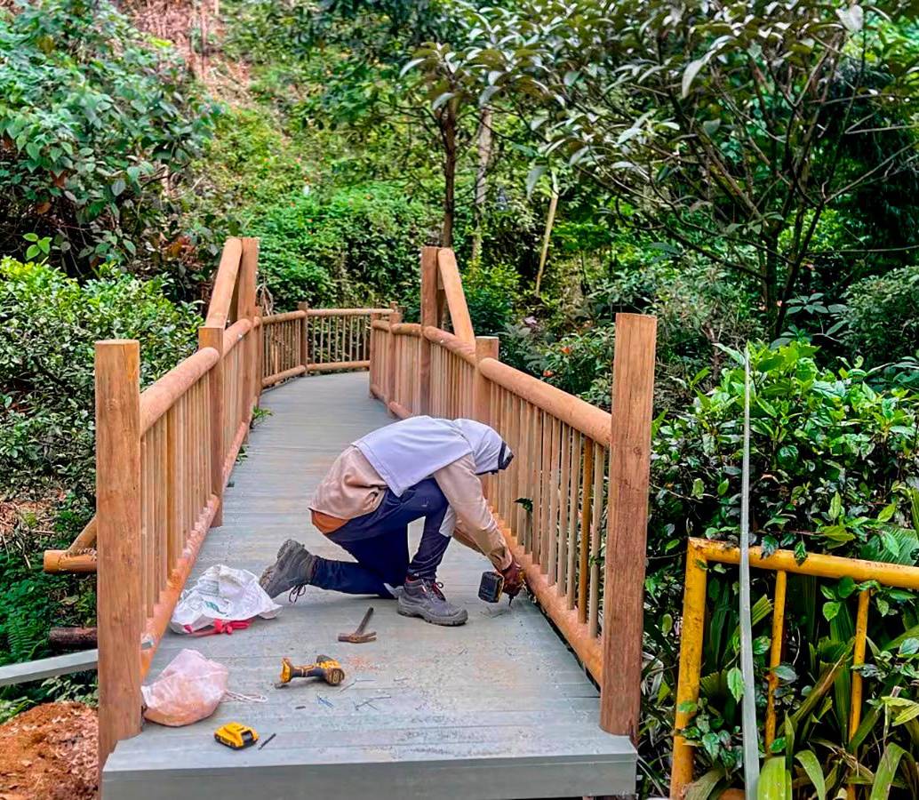 Los puentes se construyen en madera inmunizada para asegurar mayor durabilidad. FOTO: ALCALDÍA