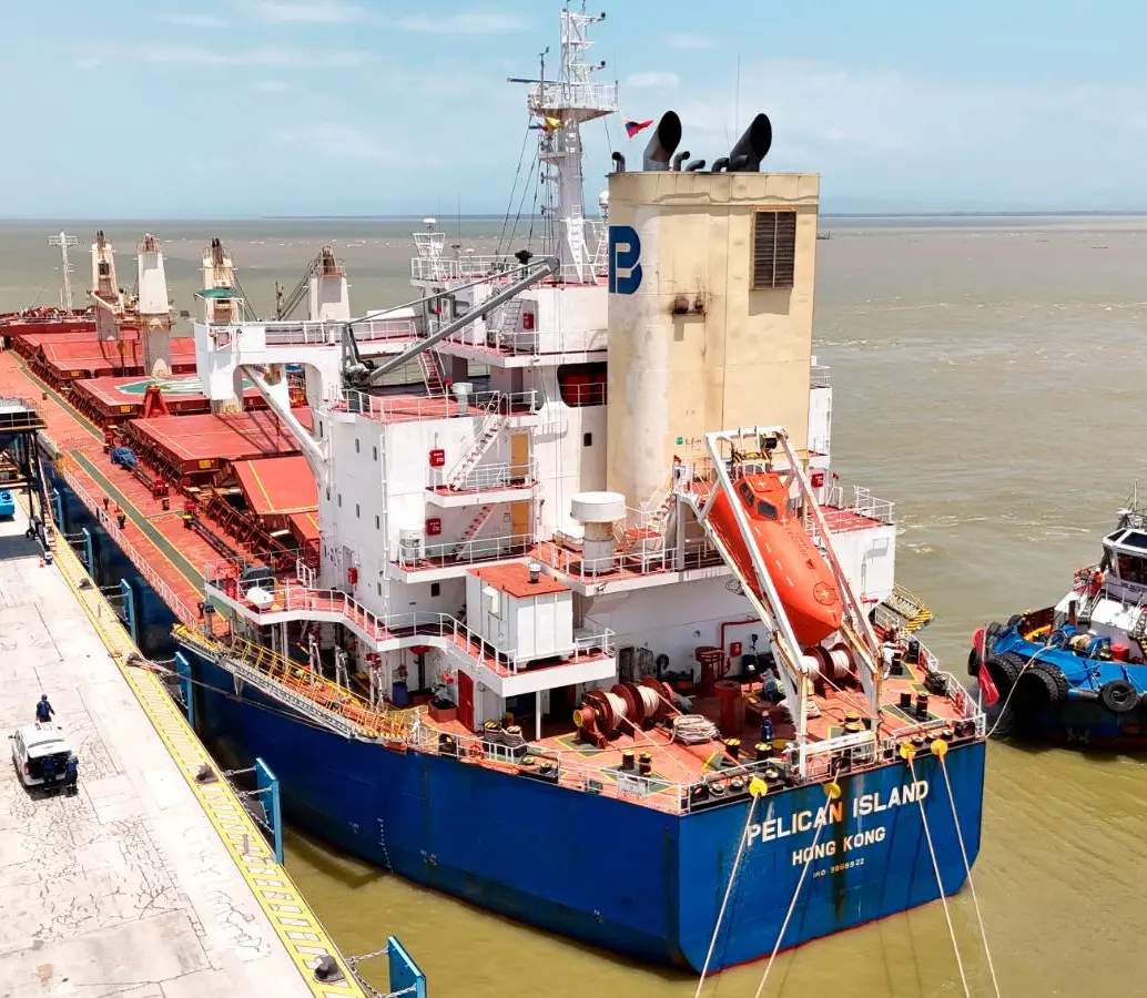 Puerto Antioquia recibió la embarcación Pelican Island, el primer buque a granel en operar en esta terminal ubicado en Turbo. FOTO: CORTESÍA