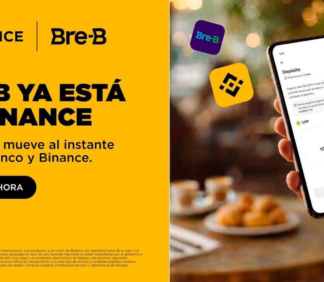 La integración de Bre-B permite a los usuarios de Binance enviar y recibir pesos colombianos en tiempo real, las 24 horas del día. FOTO: CORTESÍA
