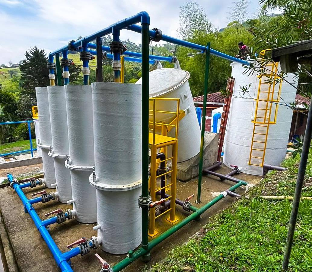 Aspecto de las obras entregadas en la planta de potabilización de agua de la vereda Manzanillo de Altavista, en Medellín. FOTO: Cortesía Alcaldía de Medellín
