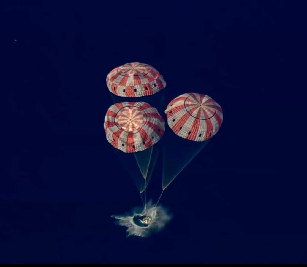 Así fue el momento del Splashdown de la nave Orión. FOTOS Captura de pantalla la Nasa 