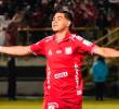 El juvenil José Cavadía celebra el primer tanto en el duelo de América ante Chicó en Tunja. FOTO TOMADA X@AmericadeCali