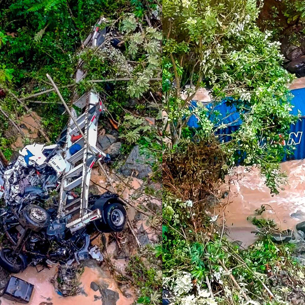 Así quedó la tractomula accidentada en la vía hacia el Occidente. FOTO: Julio Herrera.
