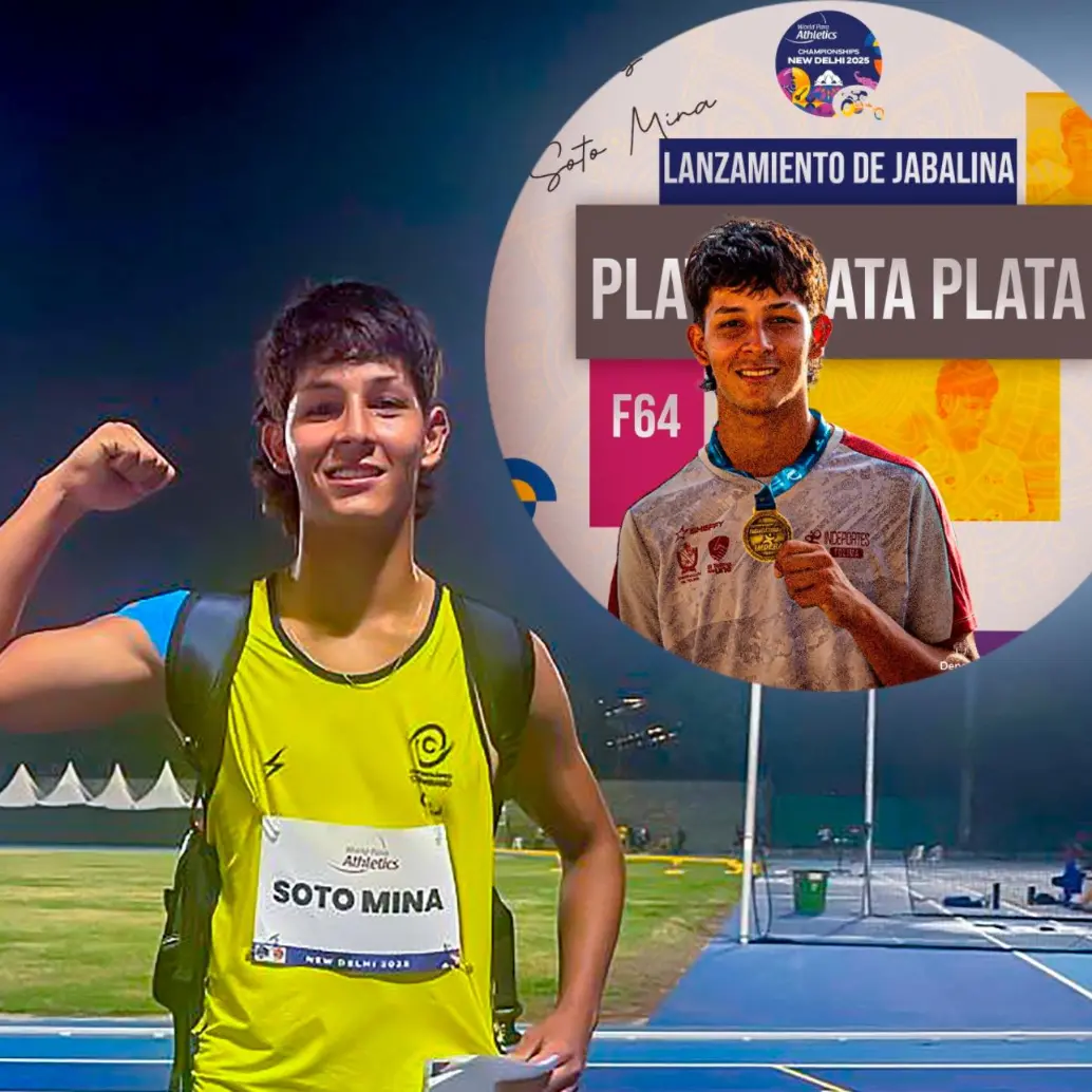 Tomás Soto obtuvo medalla de plata en lanzamiento de jabalina en el Mundial de Para Atletismo en Nueva Delhi. FOTO: Tomada de redes sociales @COLParalimpico