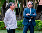 En la imagen, el presidente Gustavo Petro junto al vigente embajador de Colombia en Venezuela, Armando Benedetti, quien seguirá en su cargo hasta finales de junio. FOTO CORTESÍA