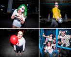 Un Joker, Freddie Mercury, Pennywise y varios zombies que se armaron con prendas que había en casa. FOTOS Carlos Velásquez