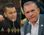 Los senadores Jota Pe Hernández y Roy Barreras tuvieron su primer cruce público este martes en medio de la discusión sobre la reforma política del Gobierno. FOTO: CORTESÍA Y COLPRENSA