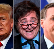 Imagen de referncia de Donald Trup, Javier Milei y Jair Bolsonaro. FOTO AFP