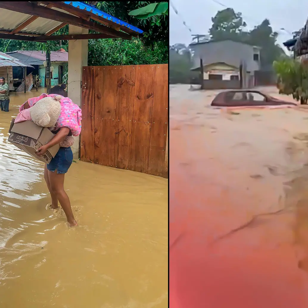 En el municipio de San Juan de Urabá las calles están totalmente inundadas. La Alcaldía declaró Urgencia Manifiesta y Calamidad Pública y se pidió la evacuación inmediata a las familias que viven aledaño al río San Juan de Urabá. FOTO: Captura de video