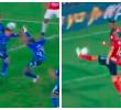 En las imágenes se observan jugadas similares: ambas vienen de un rebote del mismo jugador y pegan en la mano. Una fue penalti y la otra no. FOTO PANTALLAZOS TOMADOS DE LA TRANSMISIÓN DE WIN SPORTS