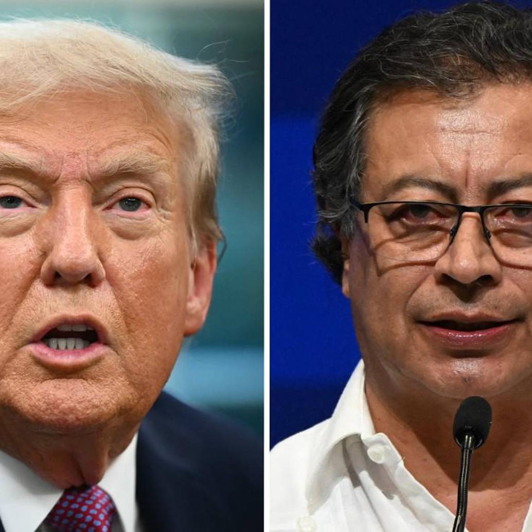 A la izquierda, el presidente de Estados Unidos, Donald Trump; a la derecha, el presidente Gustavo Petro. FOTO: AFP